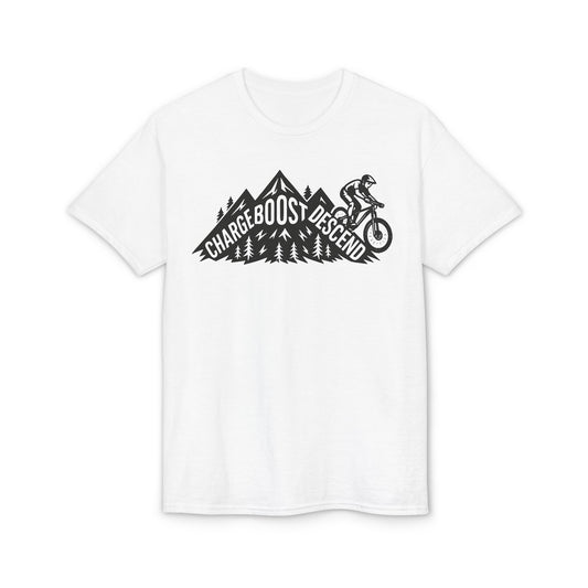 Ebike Edition T-Shirt — “Charge Boost Descend” Graphic MTB Tee