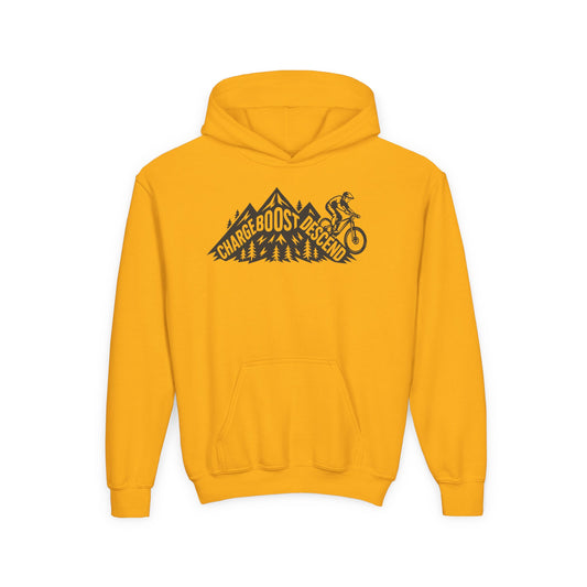 Youth Ebike Hoodie - 'Charge Boost Descend' Graphic Pullover