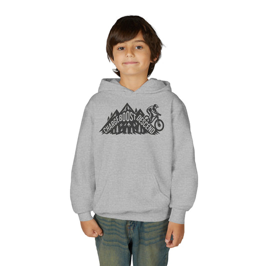 Youth Ebike Hoodie - 'Charge Boost Descend' Graphic Pullover