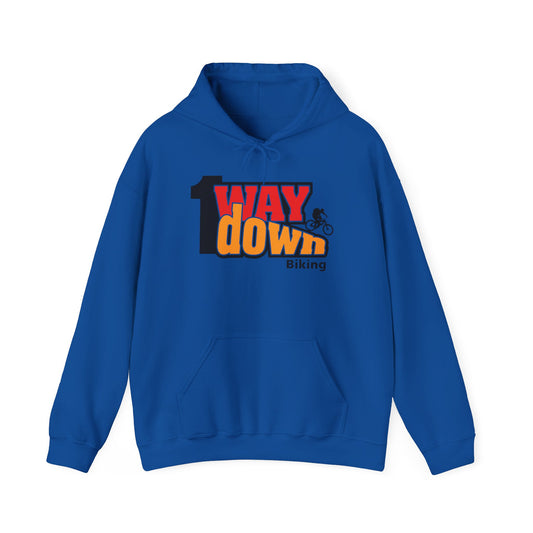 1 Way Down Biking Hoodie – Retro Mountain Bike Graphic Sweatshirt